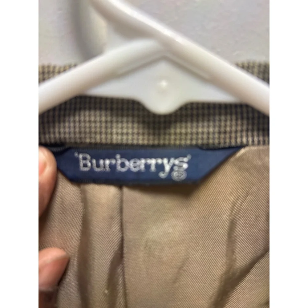Burberrys Blazer Mens 44L Brown Vintage Micro Check Sport Coat